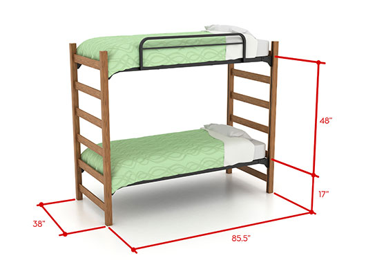 Bunked beds with dimensions